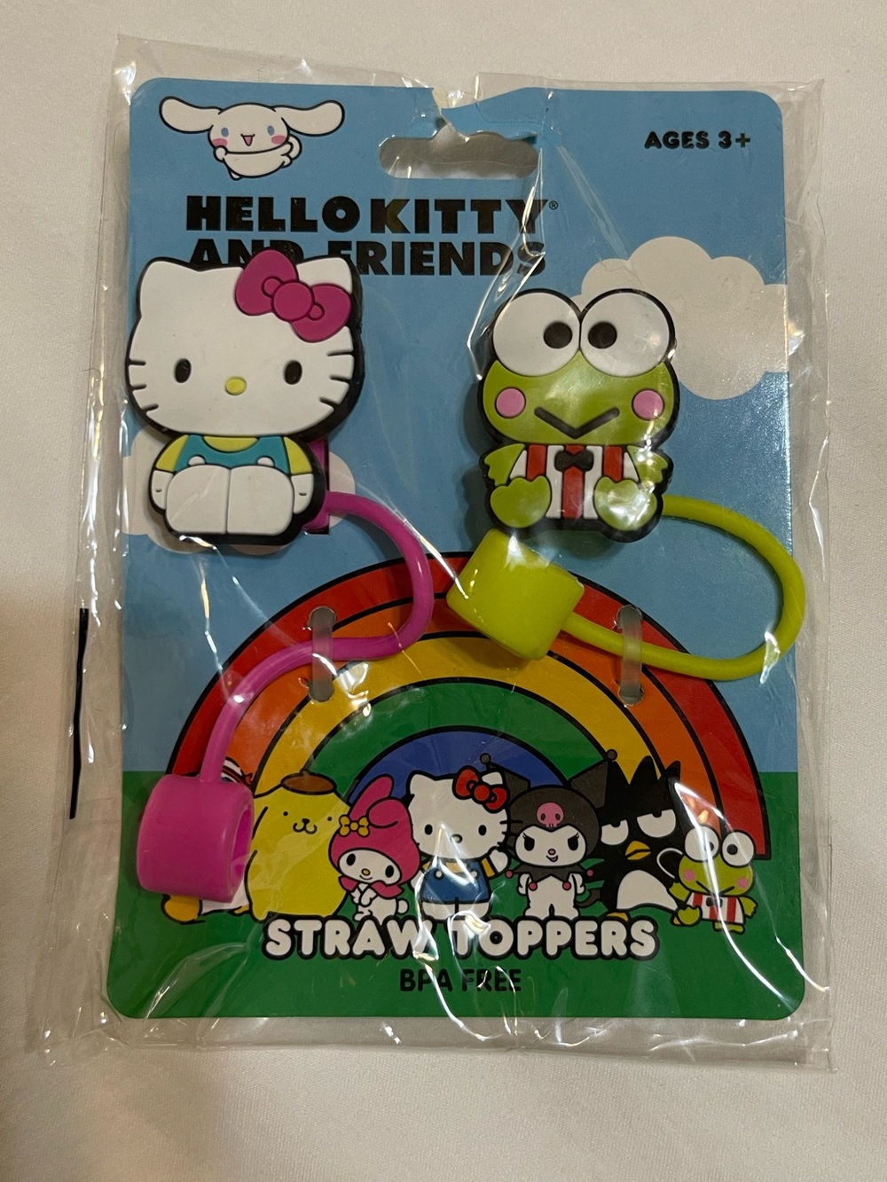 Hello Kitty Pink & Keroppi Silicone Straw Toppers